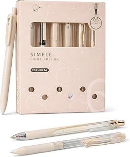 Toyshine 6 pcs Kawaii Click Action 0.5mm Neutral Pens Set High Aesthetic Value Fast Drying Kids Stationery Gift - Beige