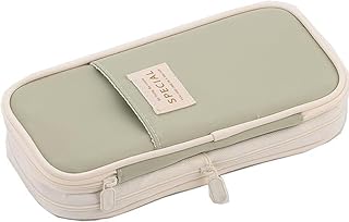 LABUK Large Capacity Pencil Case Pouch, Cute Aesthetic Big Capacity Zipper Cases Pen Portable Office Stationery Makeup Bag, Desk Organizer for College (Pista)
